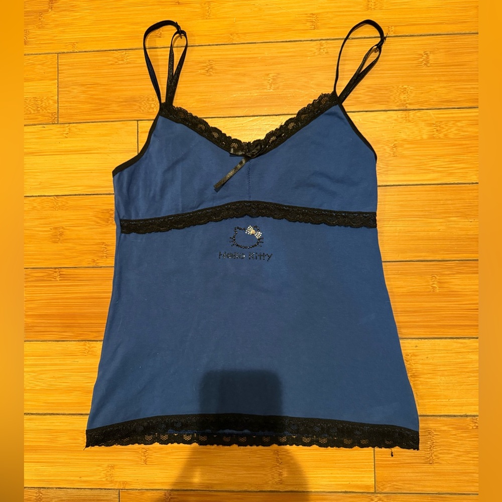 Sanrio Blue Hello Kitty lace cami top Sz M #kawaii #hellokitty #kidcore